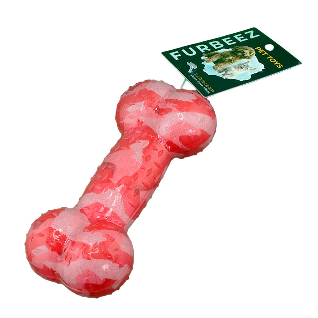 Furbeez Dog Toy : Red Squeaky Bone toy Furbeez
