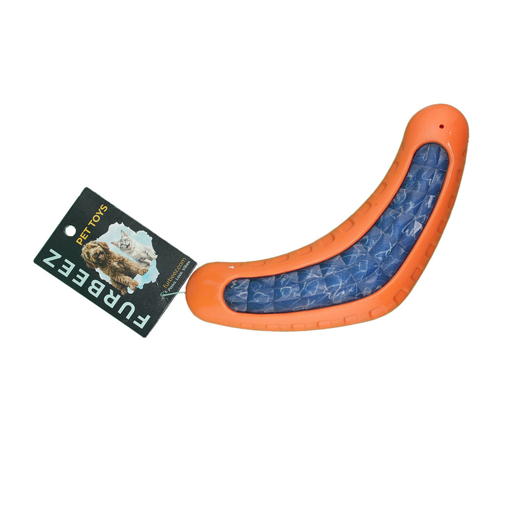 Furbeez Dog Toy : Orange/ Blue Boomerang Furbeez