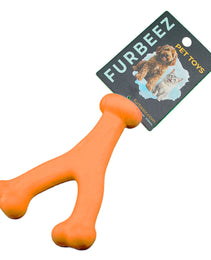 Furbeez Dog Toy : Orange Y Bone toy Furbeez