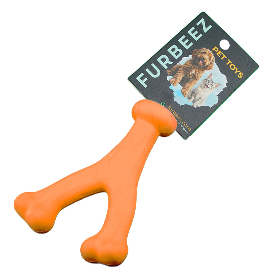 Furbeez Dog Toy : Orange Y Bone toy Furbeez