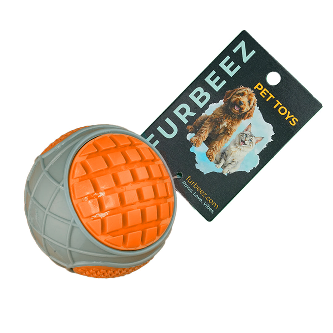 Furbeez Dog Toy : Gray/Orange Squeaky tennisball Furbeez