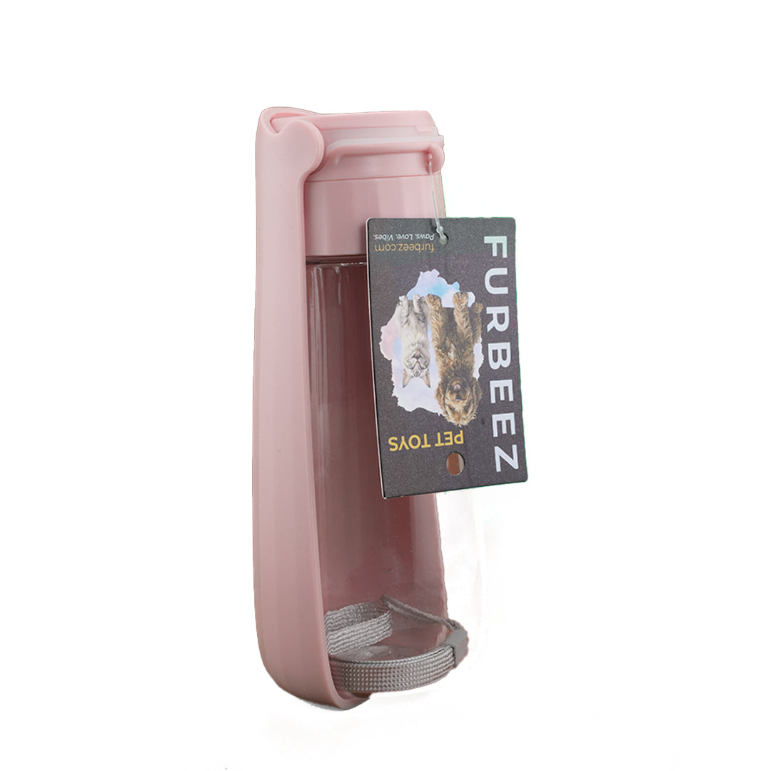 Furbeez Dog Toy : Pink Pet Travel Water Bottle Furbeez