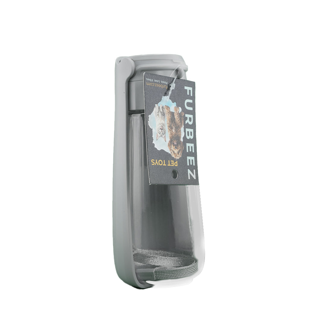 Furbeez Dog Toy : Gray Pet Travel Water Bottle Furbeez
