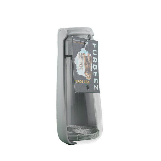 Furbeez Dog Toy : Gray Pet Travel Water Bottle Furbeez